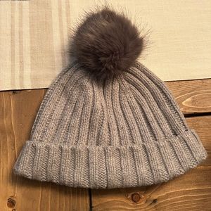 Gray J Crew beanie with gray pom new with tags